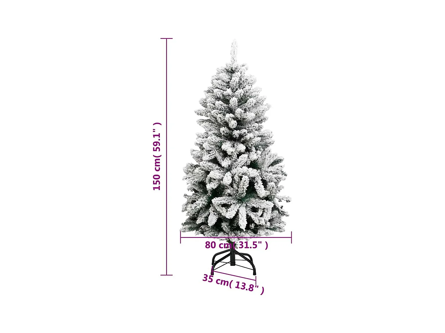 Sapin de Noël artificiel articulé 150 LED et boules 150 cm