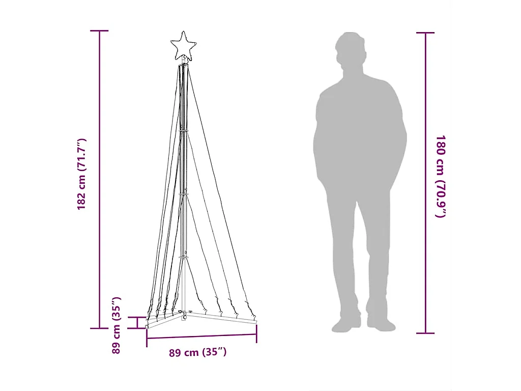 Sapin de Noël à LED 339 LED blanc chaud 182 cm