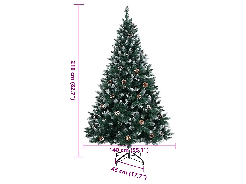 Árbol de Navidad artificial con 300 LEDs 210 cm