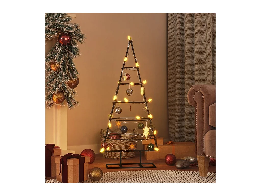 Kerstdecoratie kerstboom 90 cm metaal zwart