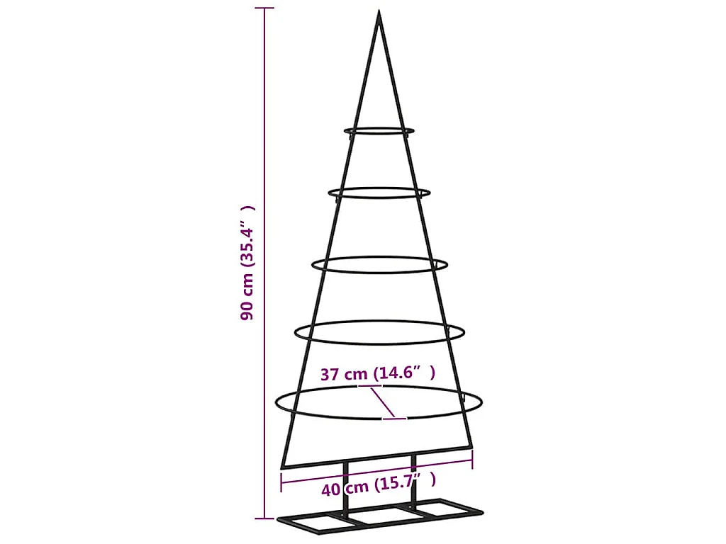 Albero di Natale Decorativo in Metallo Nero 90 cm