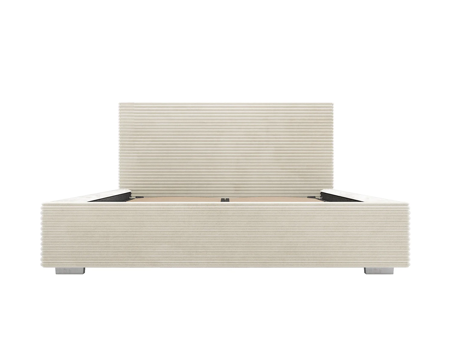 Bed met opbergruimte 160 x 200 cm - Ribfluweel - Beige + matras - RAMELI van Pascal Morabito
