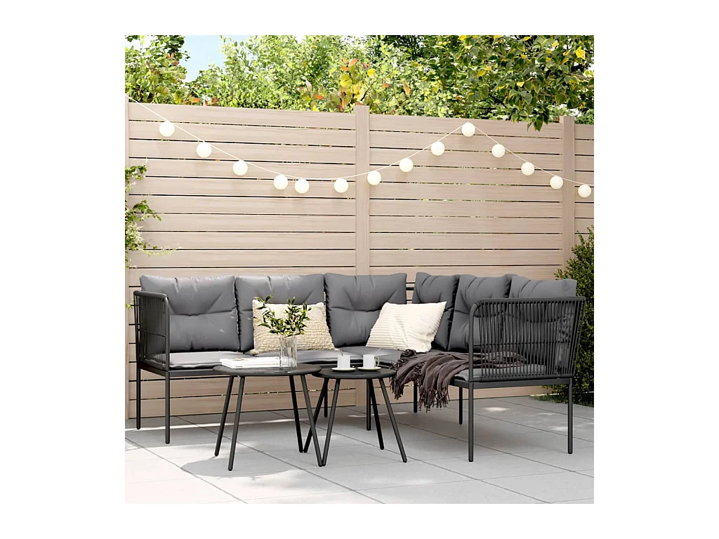 Ensemble de canapés de jardin et coussins noir acier textilène