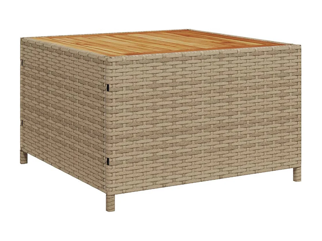 Sofá de jardim forma de L c/ mesa e almofadões vime PE bege