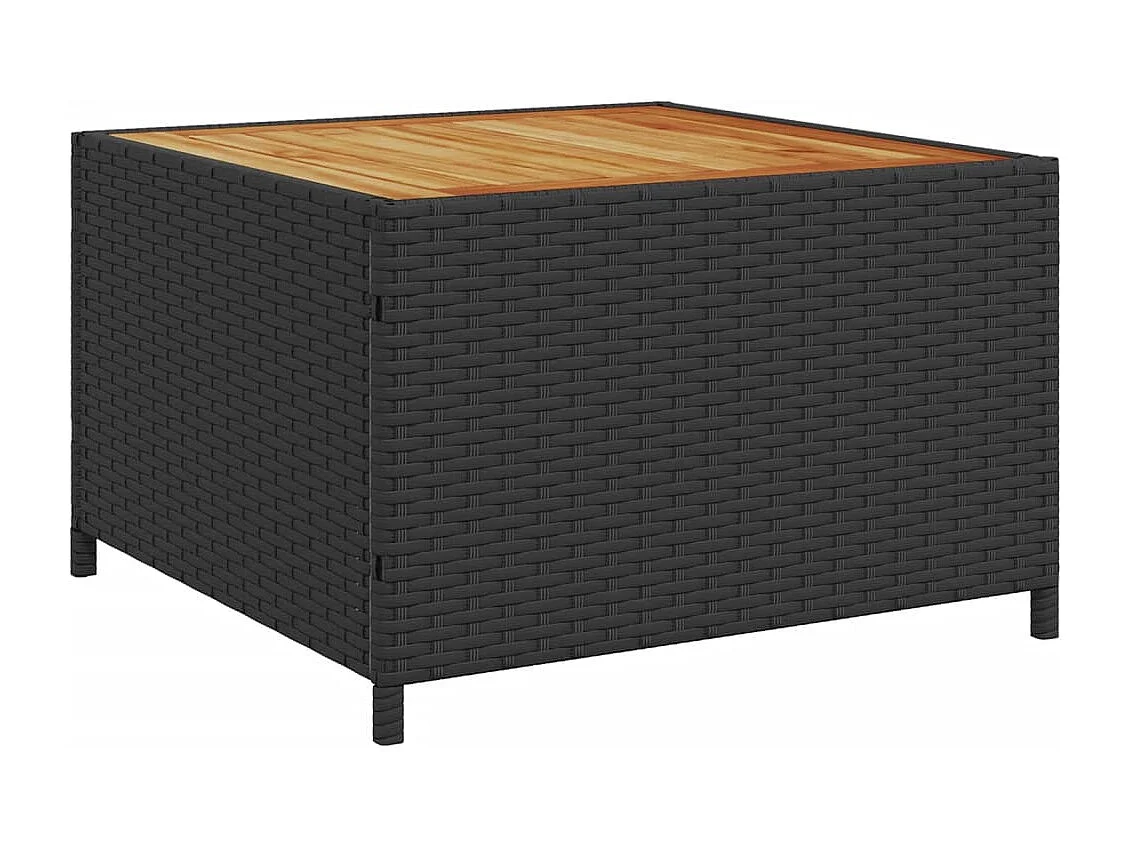 Gartensofa in L-Form mit Tisch und Kissen Schwarz Poly Rattan