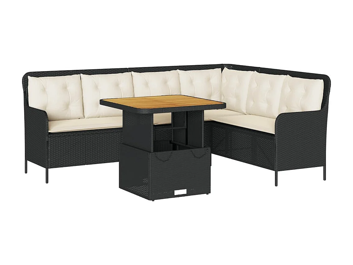 Canapés de jardin 2 pcs avec coussins Noir Résine tressée