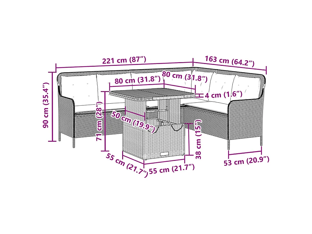 2-tlg. Garten-Sofagarnitur mit Auflagen Schwarz Poly Rattan
