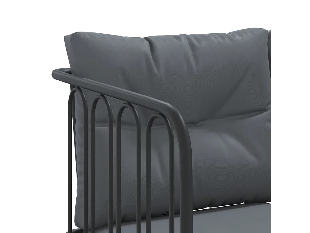 Ensemble de canapés de jardin et coussins noir acier textilène