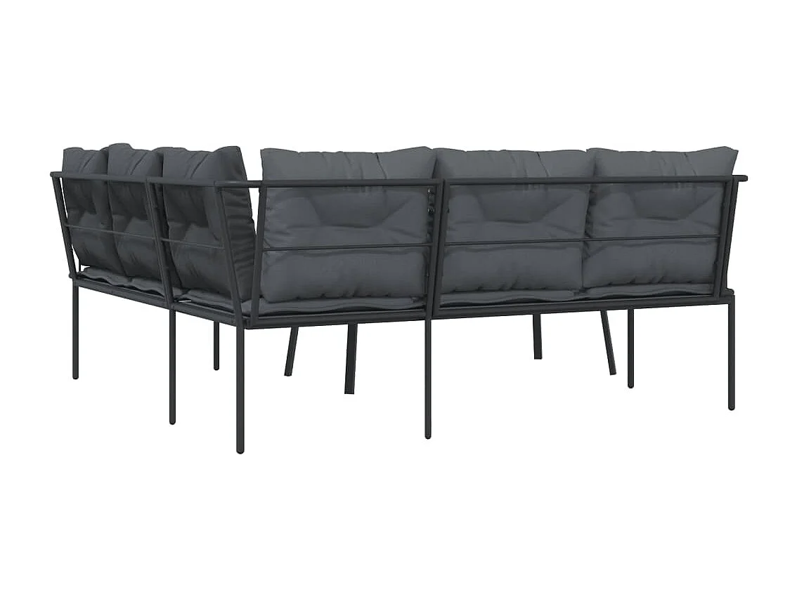 Ensemble de canapés de jardin et coussins noir acier textilène