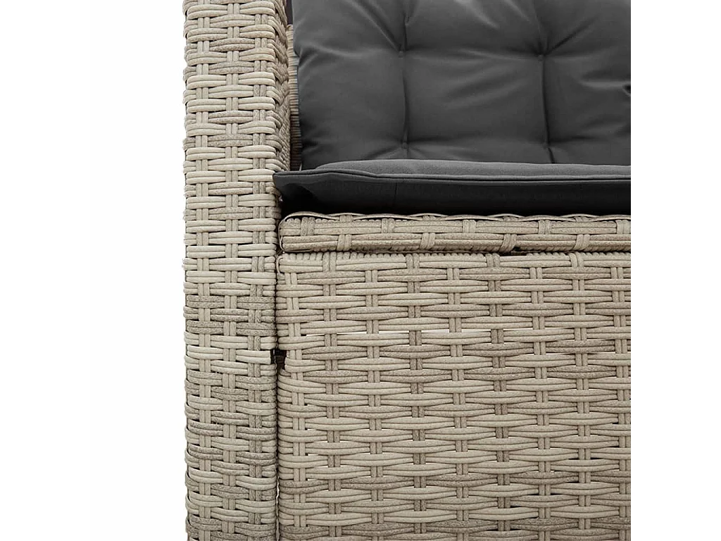 Canapé de jardin et table et coussins en forme de L gris clair