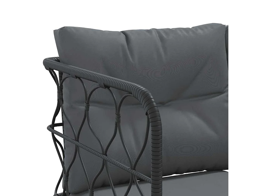 Ensemble de canapés de jardin et coussins noir acier textilène