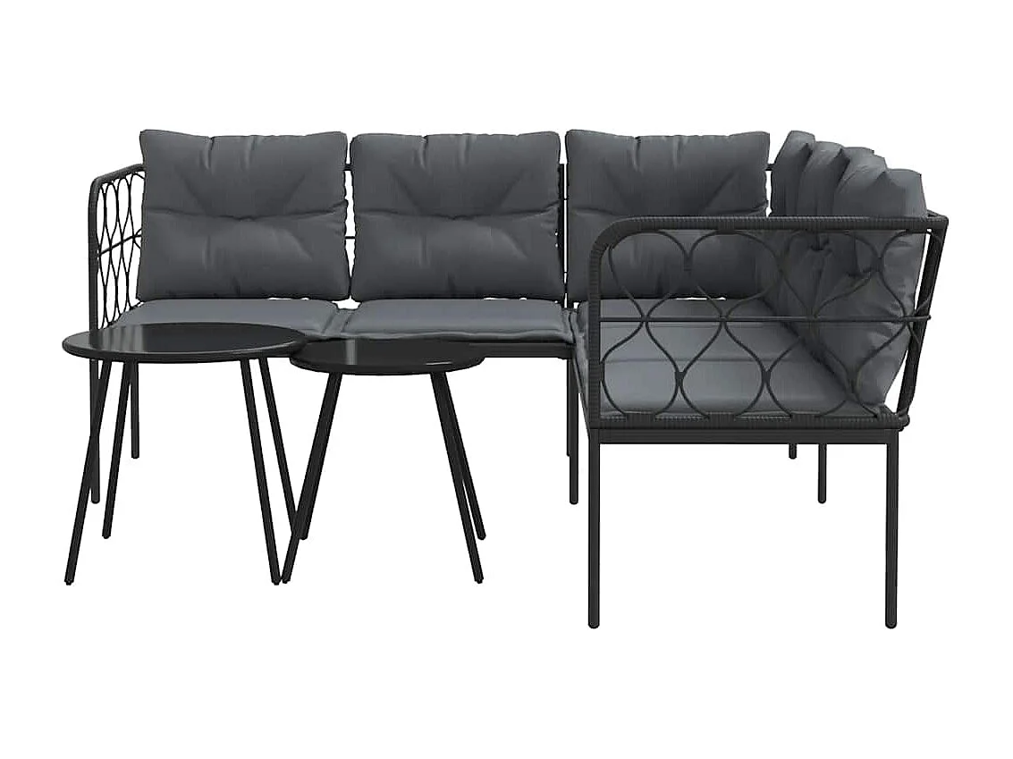 Ensemble de canapés de jardin et coussins noir acier textilène