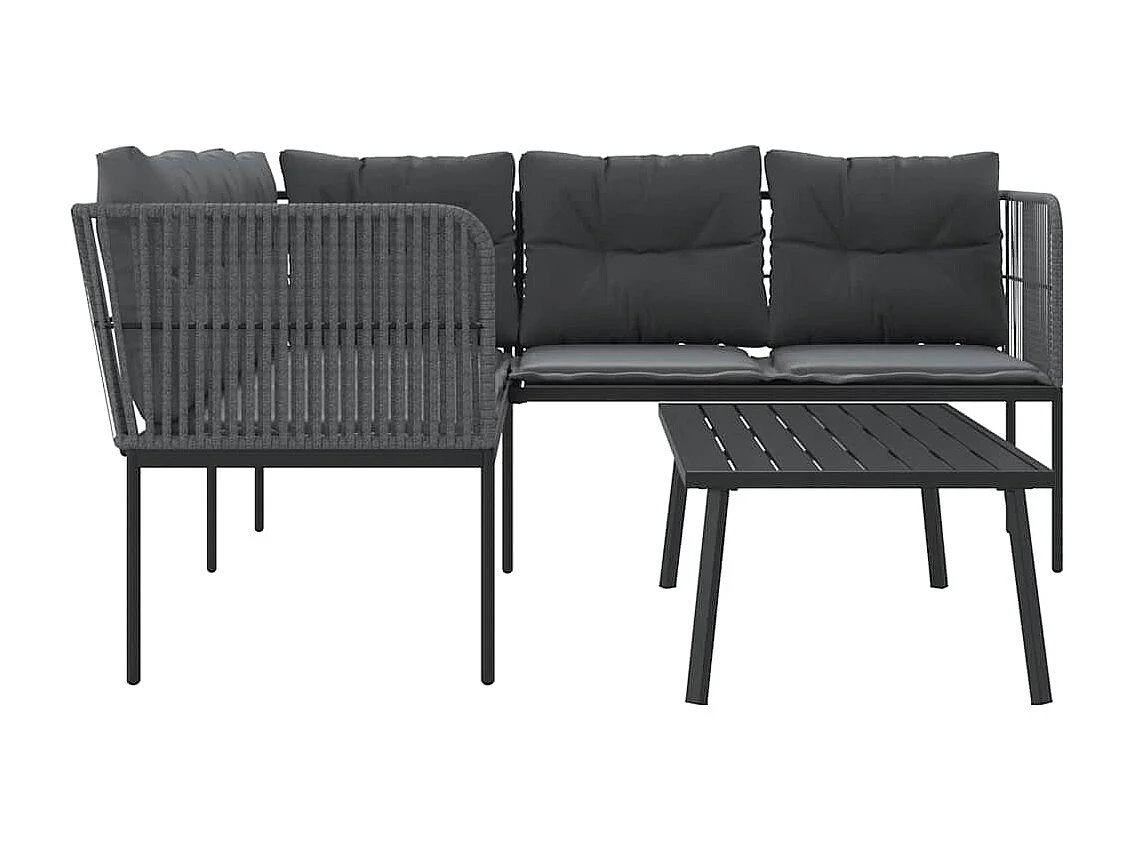 Ensemble de canapés de jardin et coussins noir acier textilène