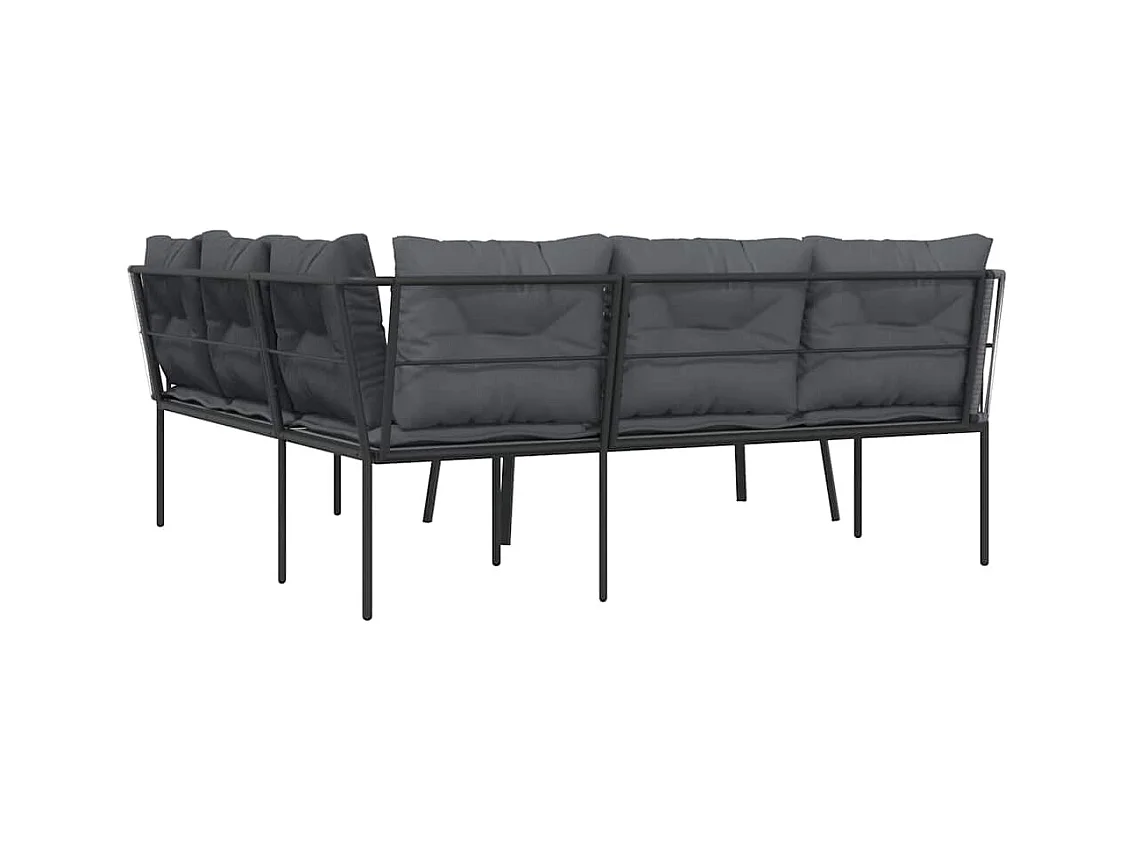 Ensemble de canapés de jardin et coussins noir acier textilène