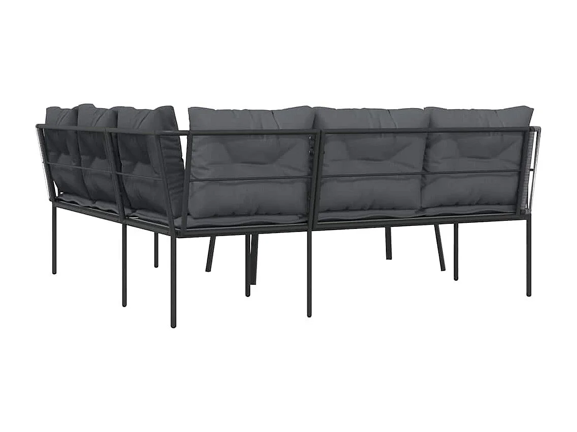 Ensemble de canapés de jardin et coussins noir acier textilène