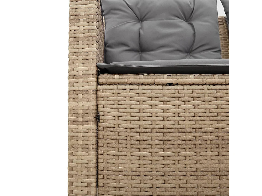 Gartensofa in L-Form mit Tisch und Kissen Beige Poly Rattan