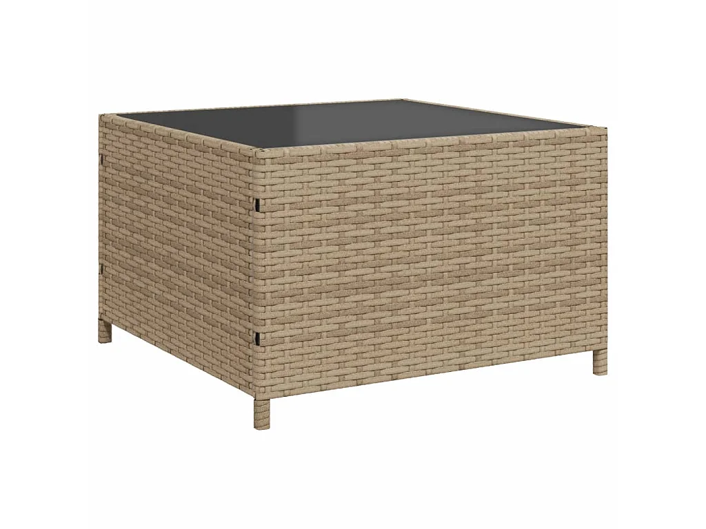 Gartensofa in L-Form mit Tisch und Kissen Beige Poly Rattan