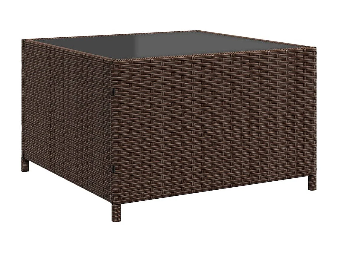 Canapé de jardin avec table et coussins en forme de L marron