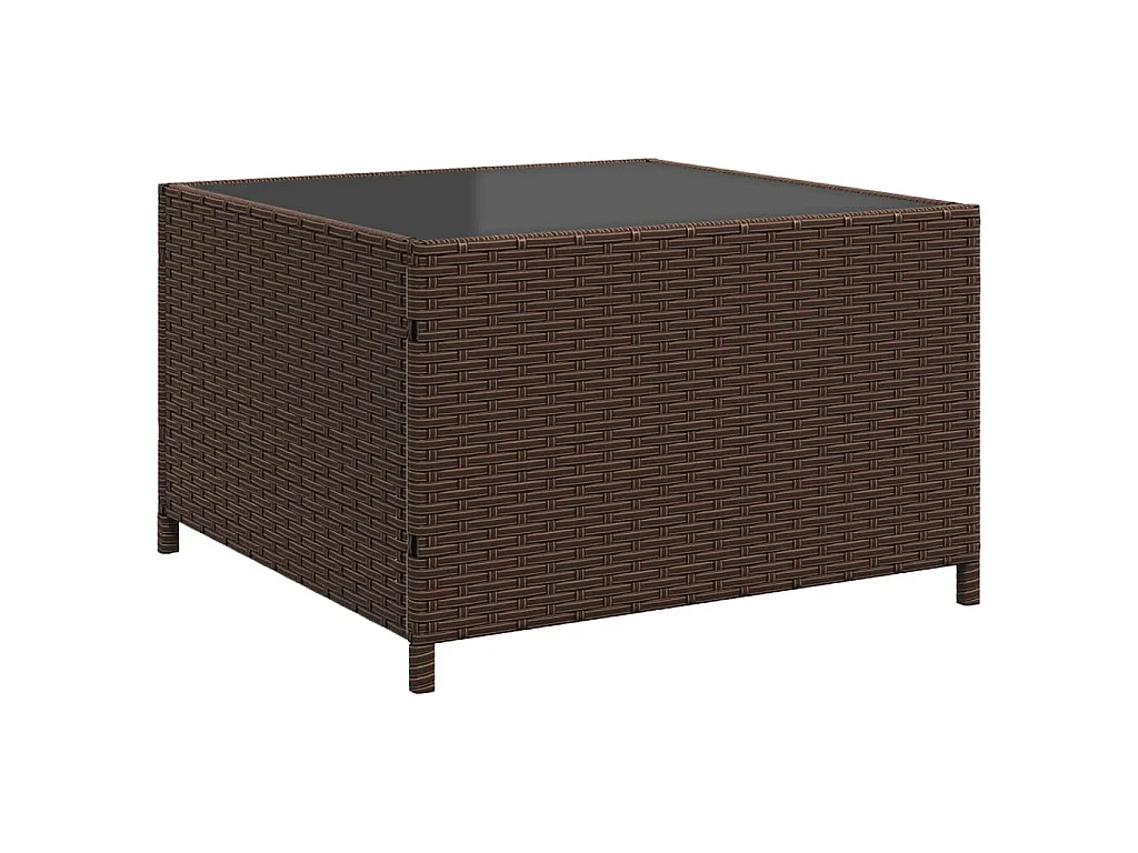 Tuinbank met tafel en kussens L-vormig poly rattan bruin