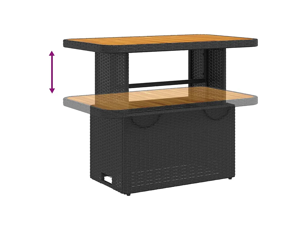 2-delige Loungeset met kussens poly rattan zwart