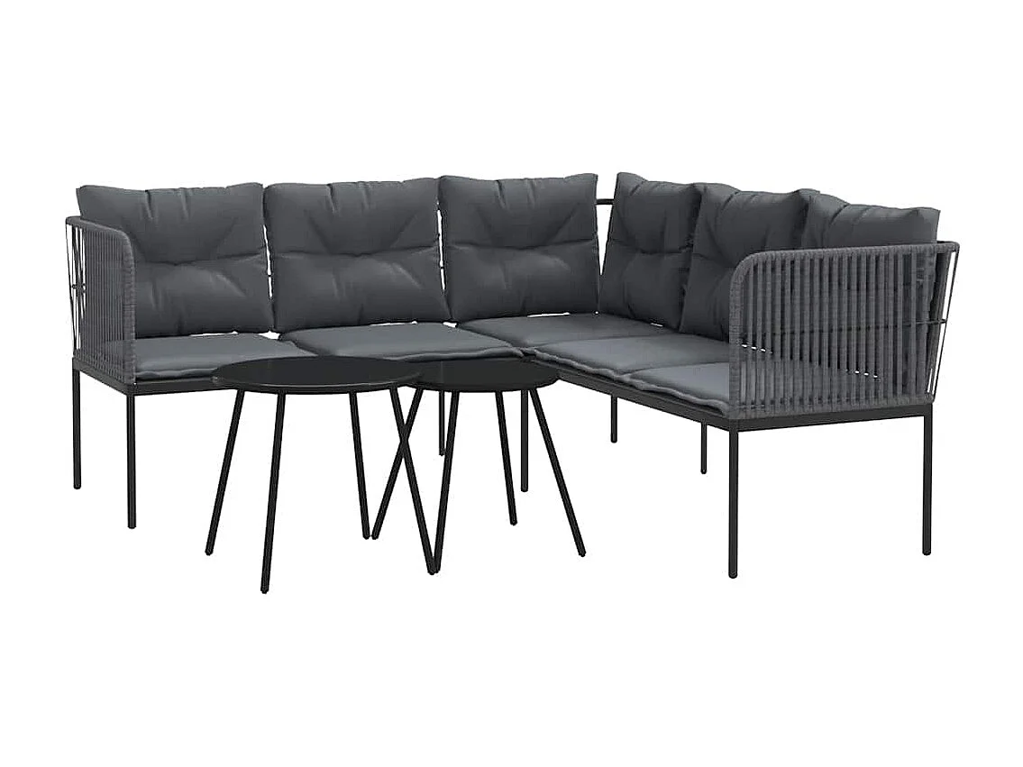 Ensemble de canapés de jardin et coussins noir acier textilène