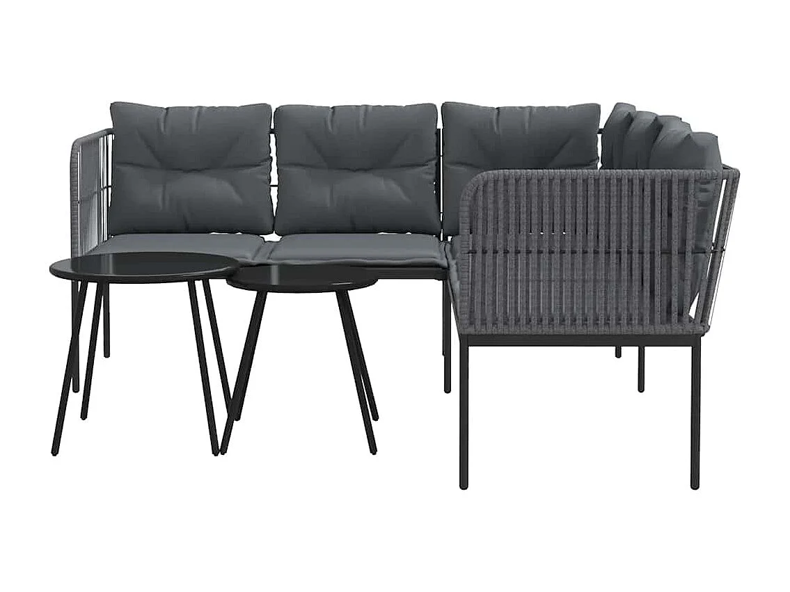 Ensemble de canapés de jardin et coussins noir acier textilène