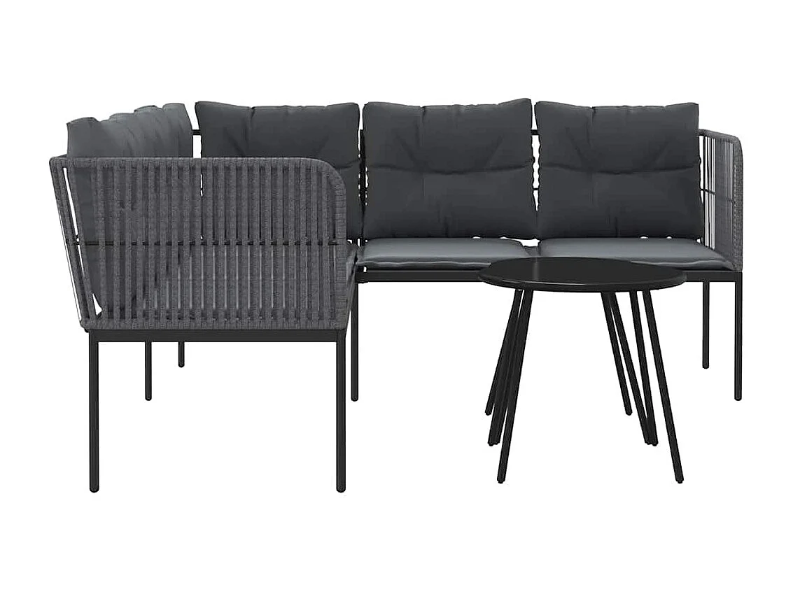 Ensemble de canapés de jardin et coussins noir acier textilène