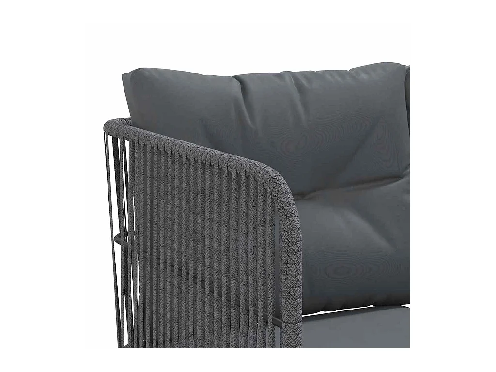 Ensemble de canapés de jardin et coussins noir acier textilène