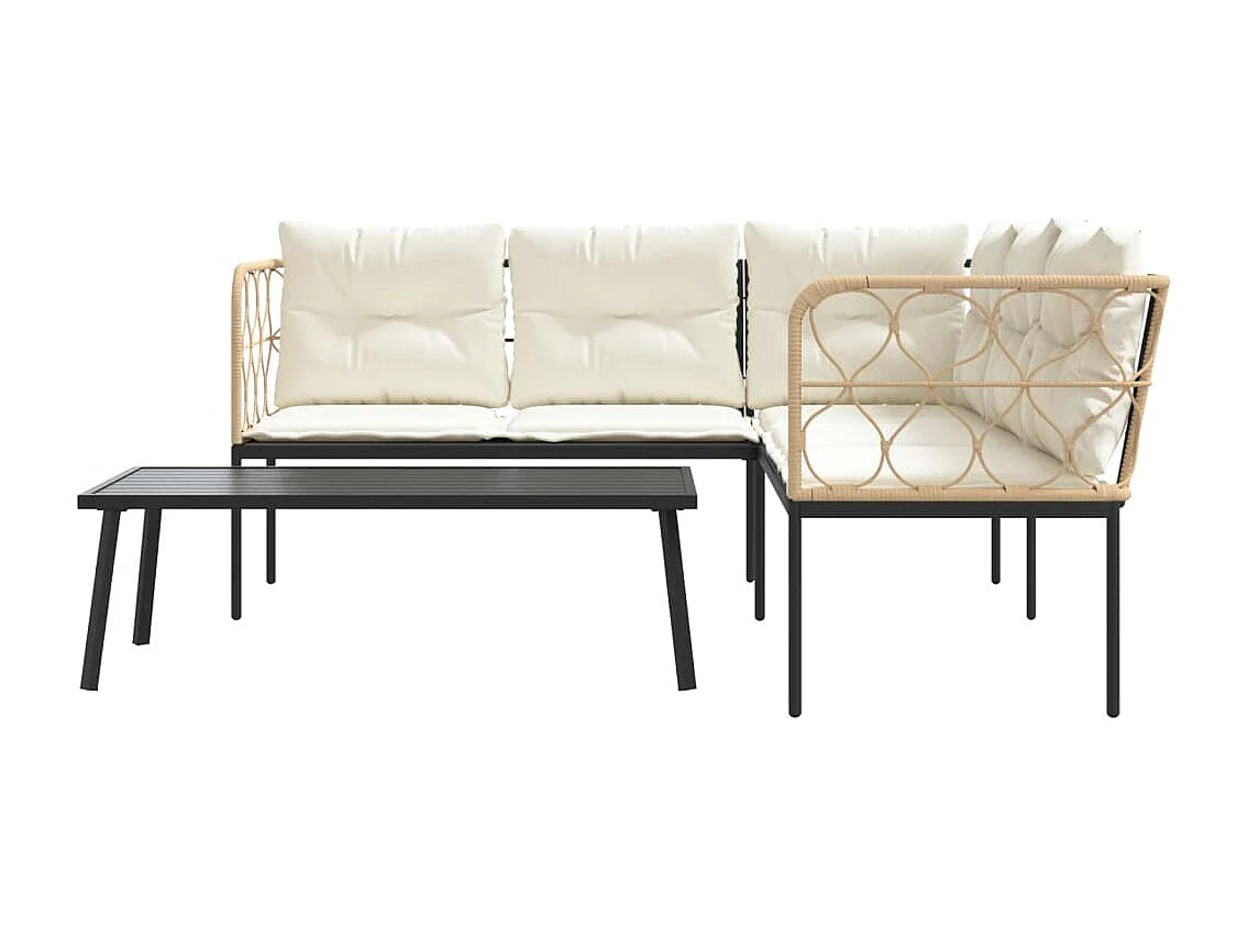 Ensemble de canapés de jardin et coussins noir acier textilène