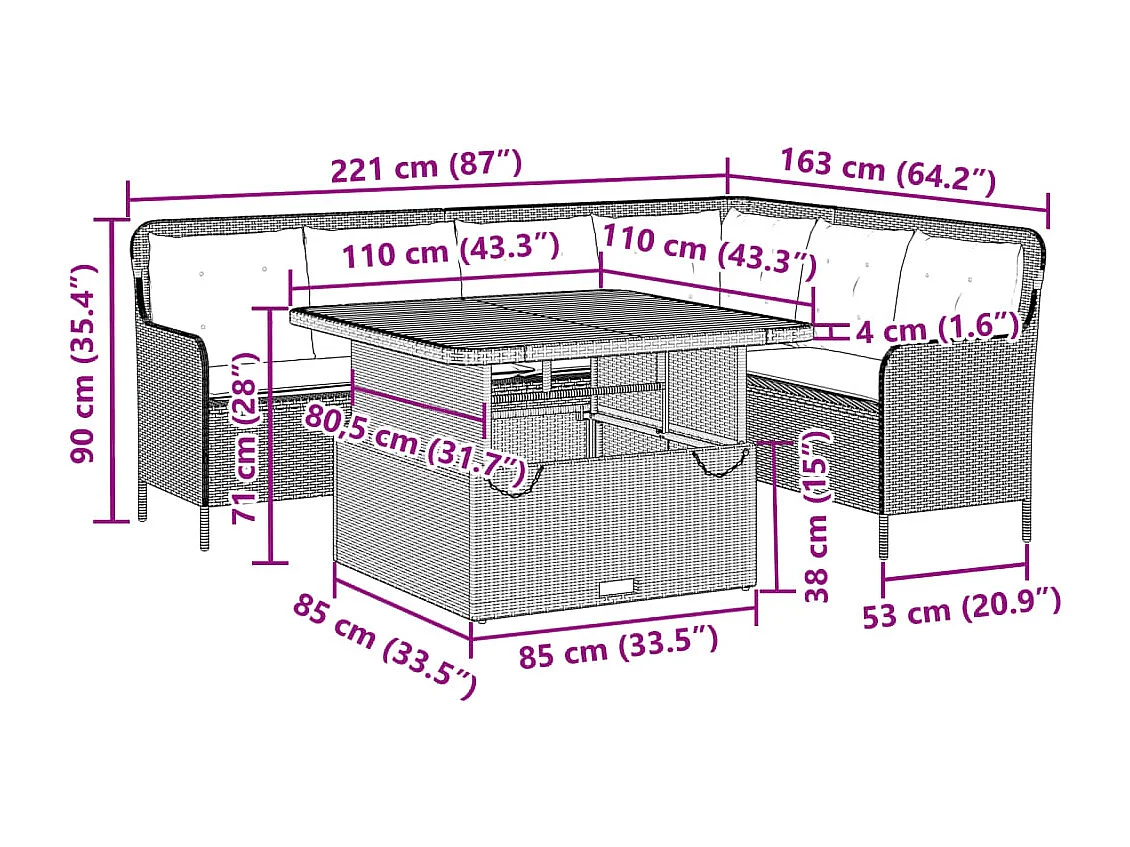 Canapés de jardin 2 pcs avec coussins Noir Résine tressée