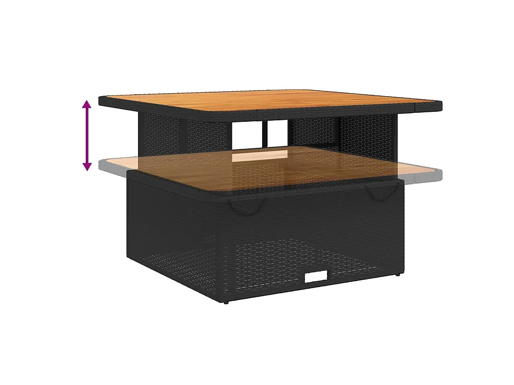 2-delige Loungeset met kussens poly rattan zwart