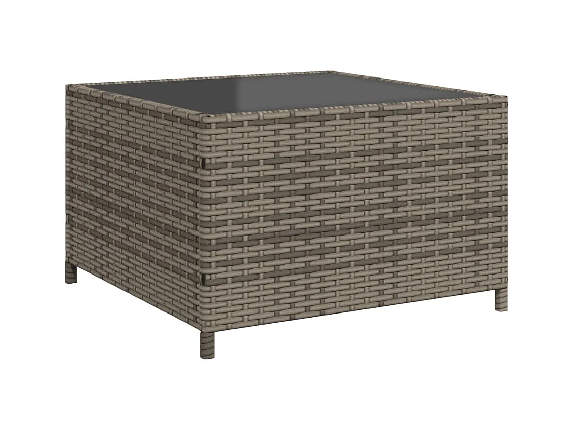 Canapé de jardin avec table et coussins en forme de L gris