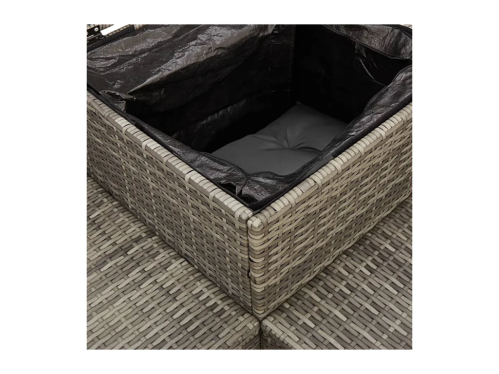 Canapé de jardin avec table et coussins en forme de L gris