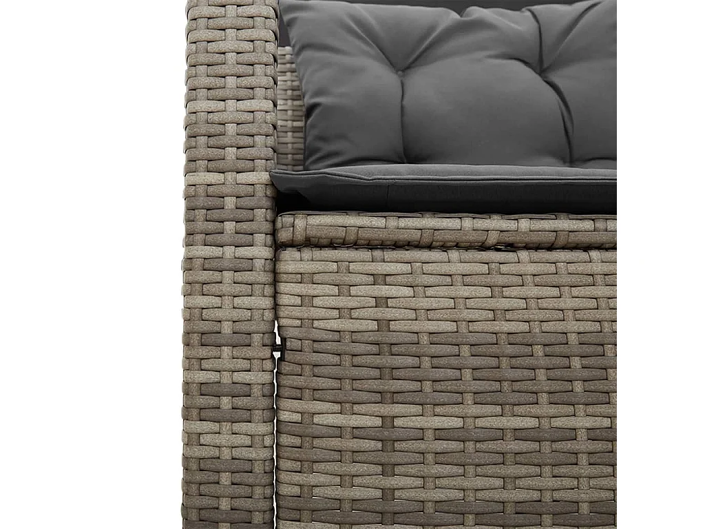 Canapé de jardin avec table et coussins en forme de L gris