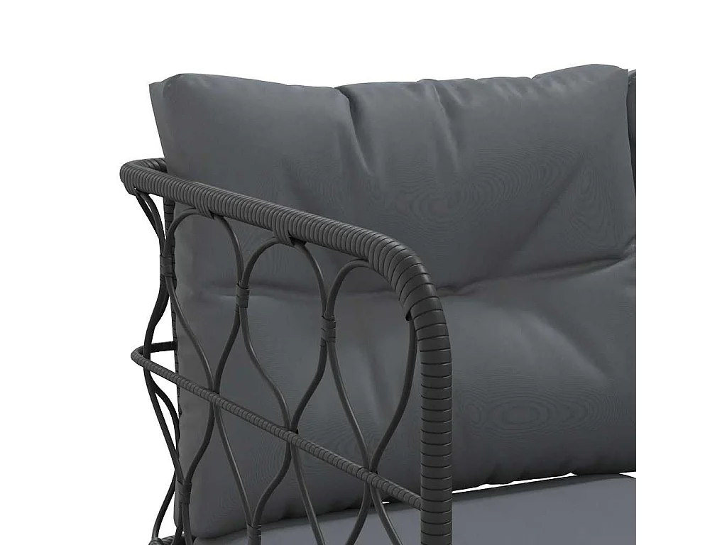 Loungeset met kussens staal en textileen zwart