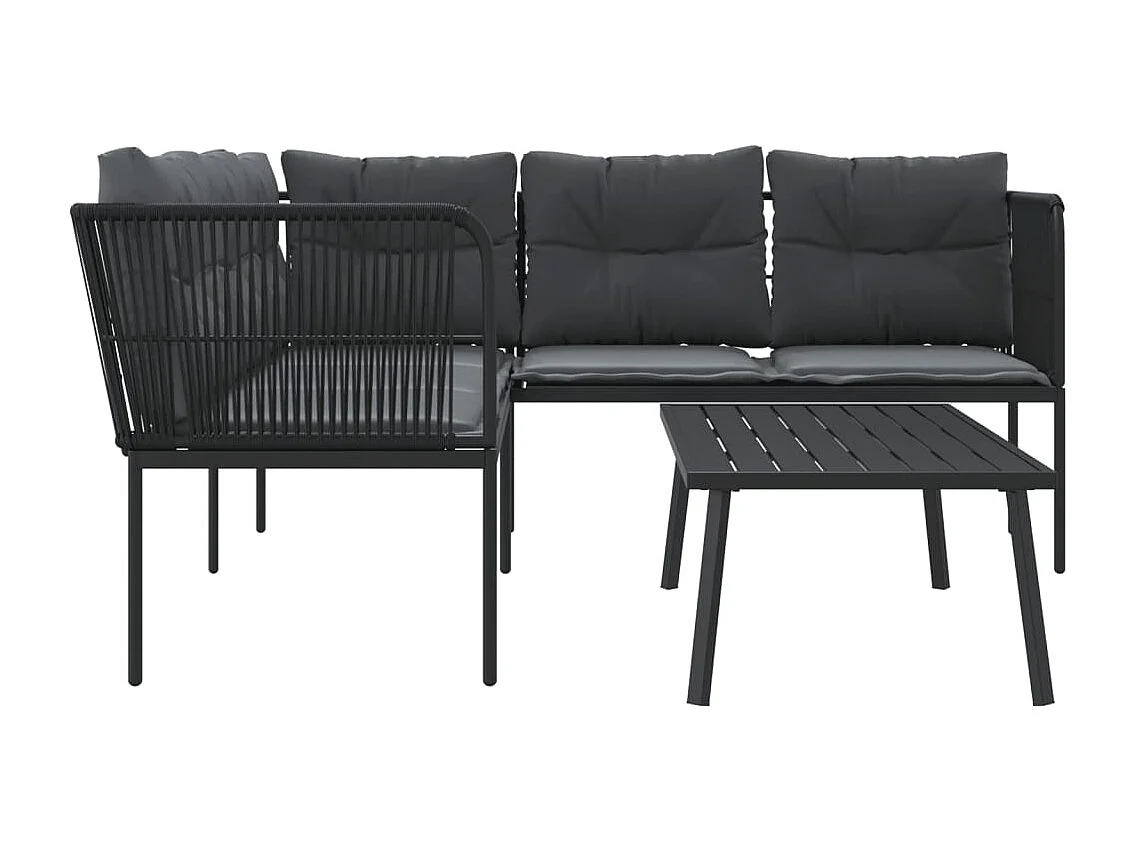 Ensemble de canapés de jardin et coussins noir acier textilène