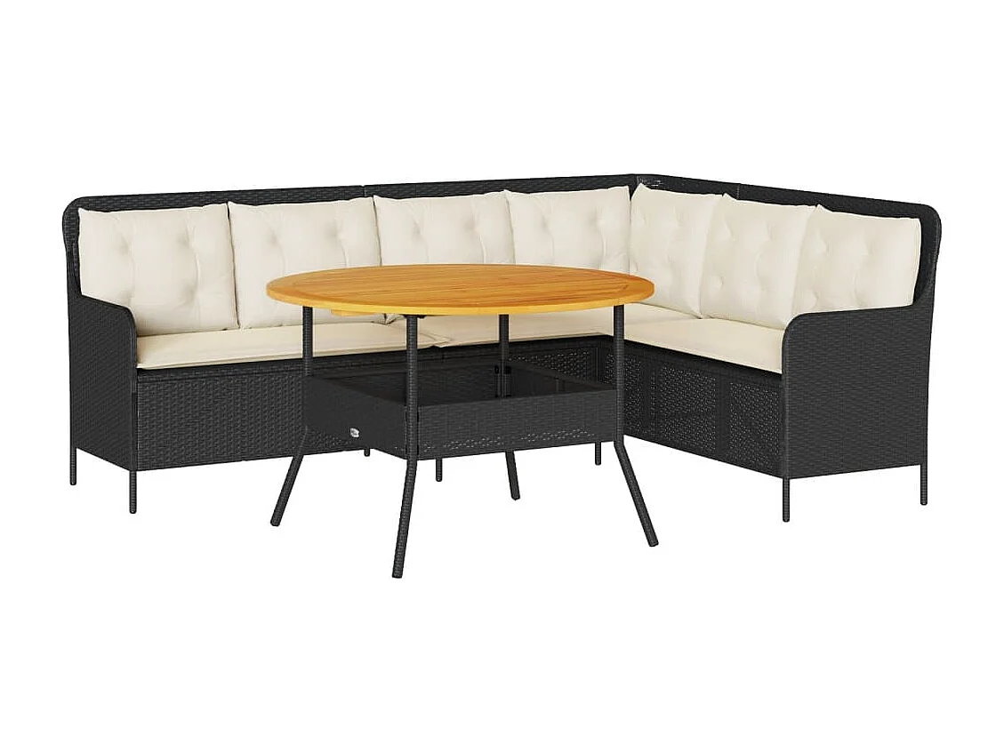 Canapés de jardin 2 pcs avec coussins Noir Résine tressée