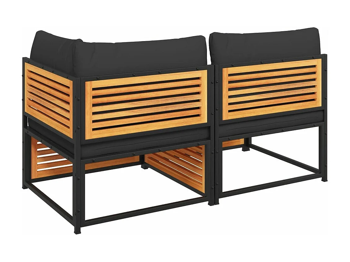 Sofá de 2 lugares para jardim com almofadões acácia maciça