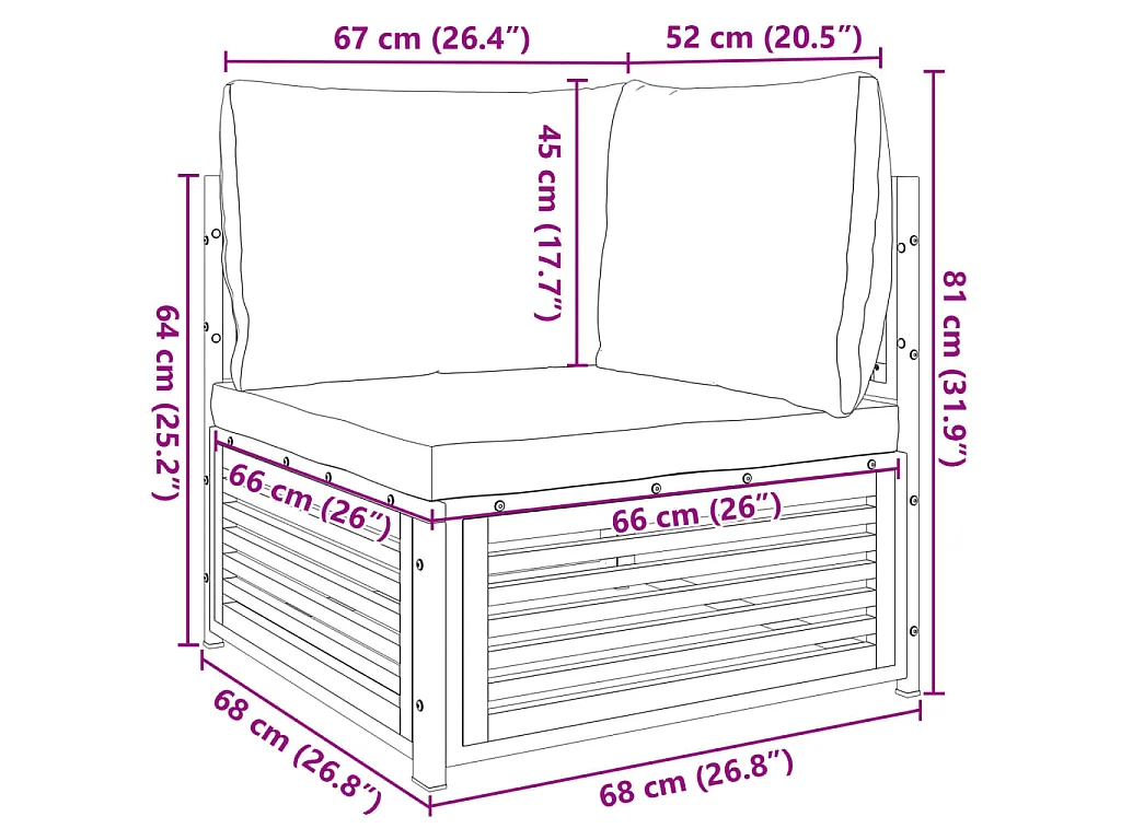 Garten-Ecksofa mit Kissen Massivholz Akazie