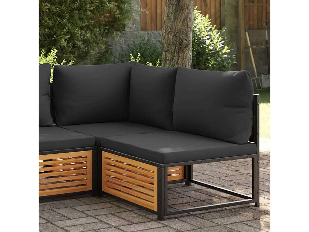 Tuinbank zonder armleuningen met kussens massief acaciahout