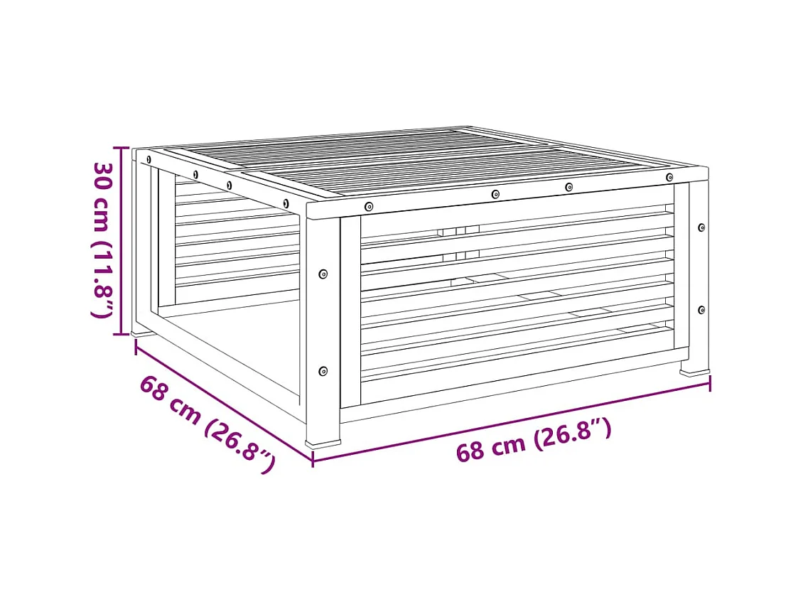 Table de jardin 68x68x30 cm bois massif d'acacia