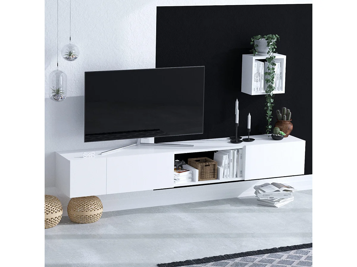 Mobile TV 3 ante 1 nicchia bianco L180 cm - PANDORA