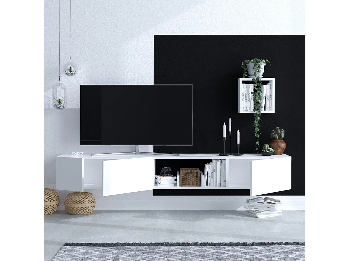 Mobile TV 3 ante 1 nicchia bianco L180 cm - PANDORA