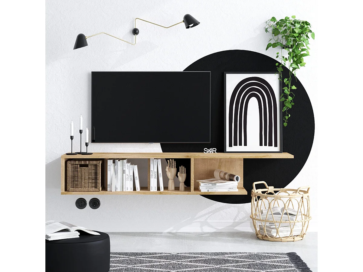 Mesa de tv Kailua 1460, Roble, 150x26x24cm