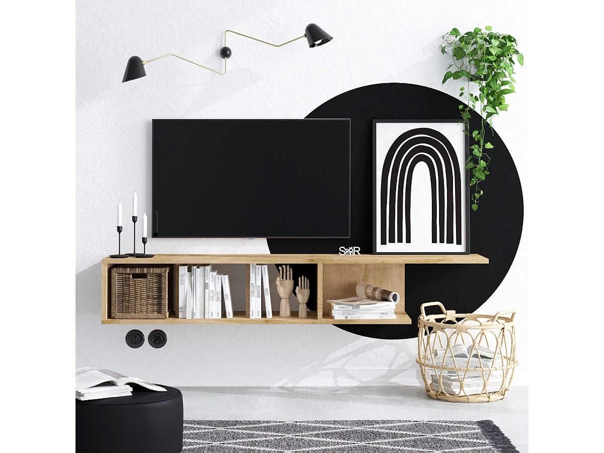 Mesa de tv Kailua 1460, Roble, 150x26x24cm