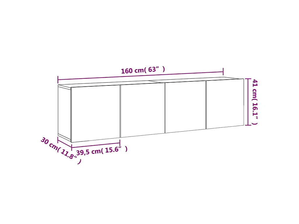 Meubles TV muraux 2 pcs blanc 80x30x41 cm