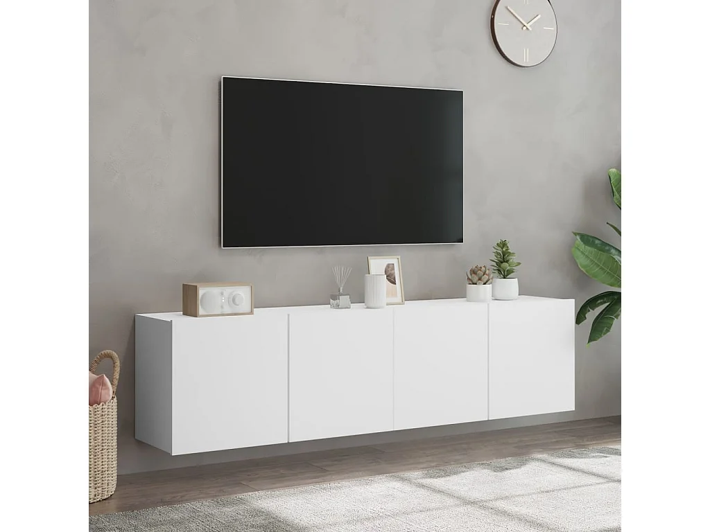 Meubles TV muraux 2 pcs blanc 80x30x41 cm