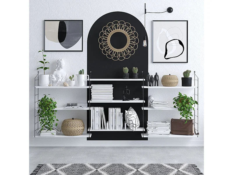 Wit rek met zwart metaal H216 cm - LUNGO