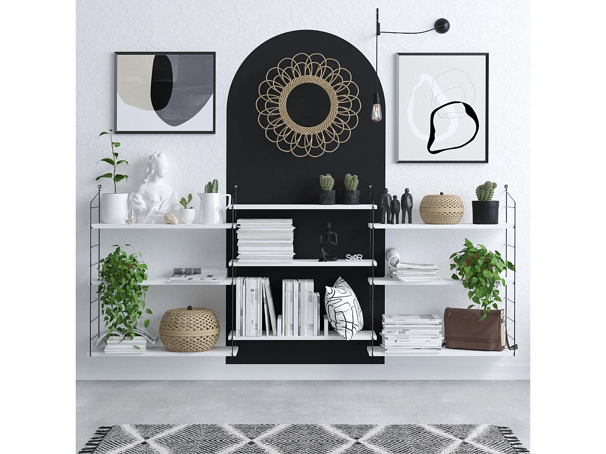 Wit rek met zwart metaal H216 cm - LUNGO