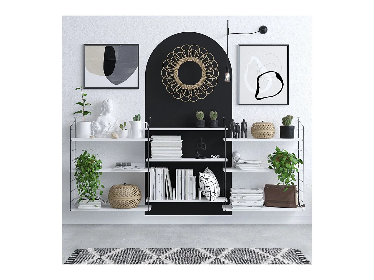 Wit rek met zwart metaal H216 cm - LUNGO